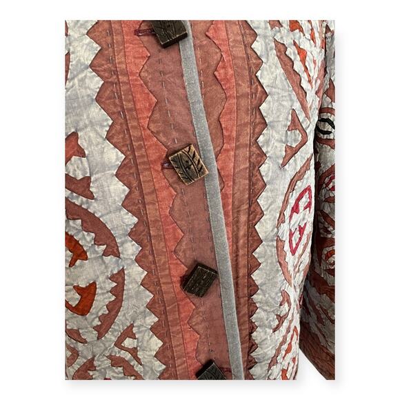 Vintage Territory Ahead Artsy Patterned Quilted Jacket Small S Boho Folk Cottage - Picture 6 of 8